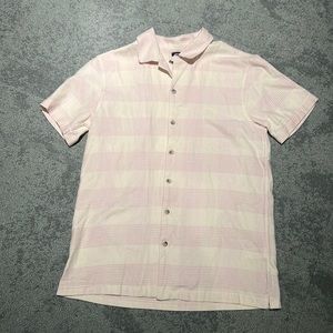 PacSun short sleeved button down - white and pink - size small